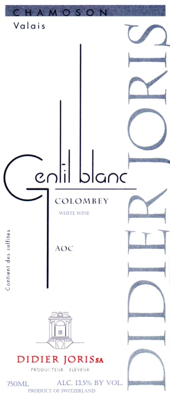Didier Joris Chamoson Gentil Blanc 2010 Front Label