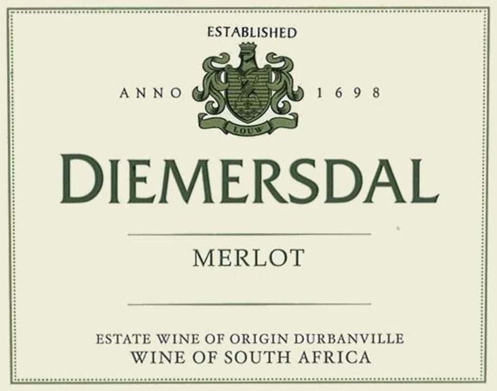 Diemersdal Estate Merlot 2014 Front Label
