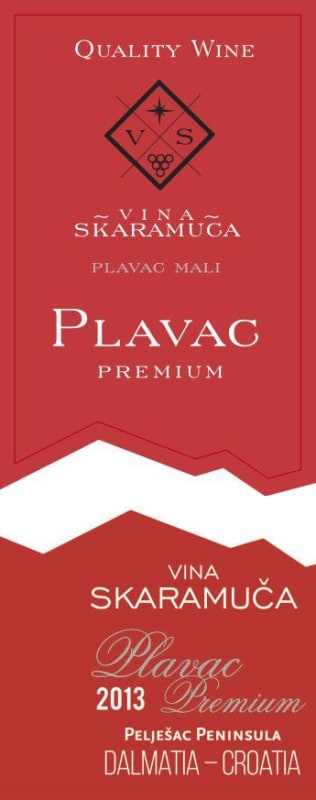 Dingac Skaramuca Premium Plavac 2013 Front Label
