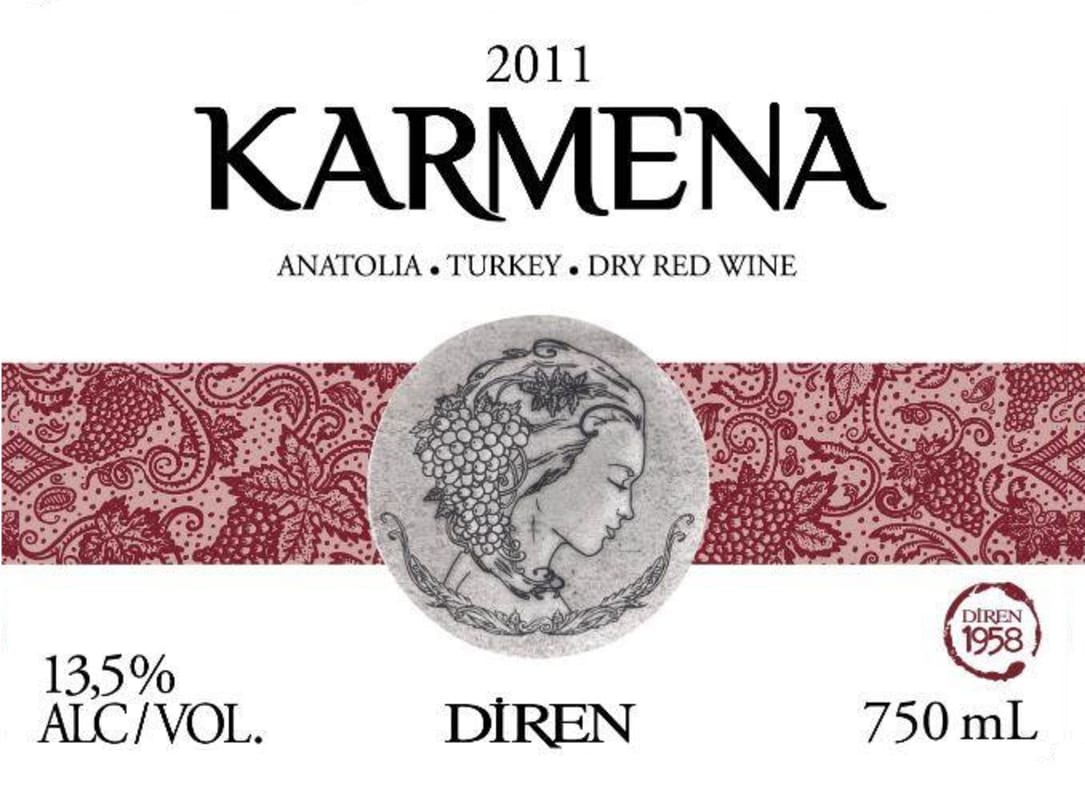 Diren Winery Karmena Red 2011 Front Label
