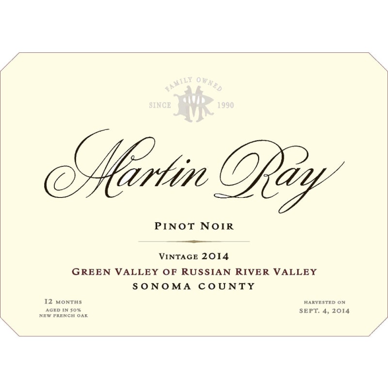 Martin Ray Green Valley Pinot Noir 2014 Front Label
