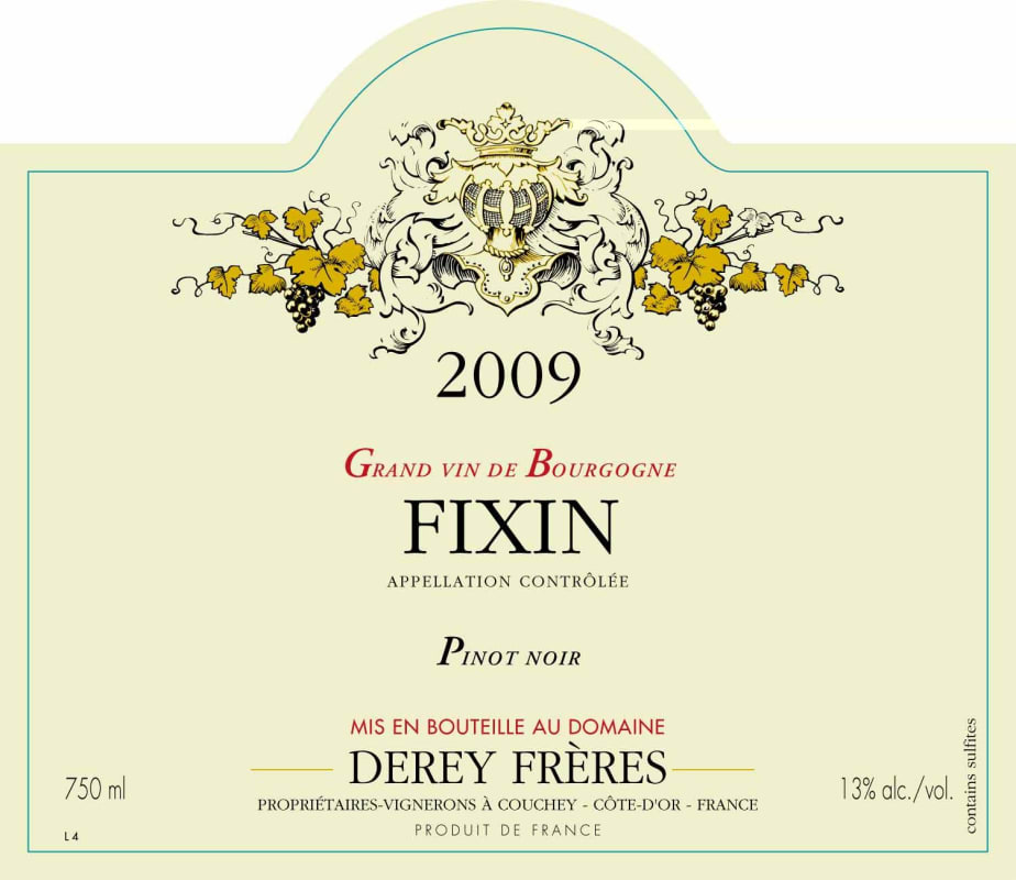 Domain Derey Brothers Fixin Vieilles Vignes 2009 Front Label
