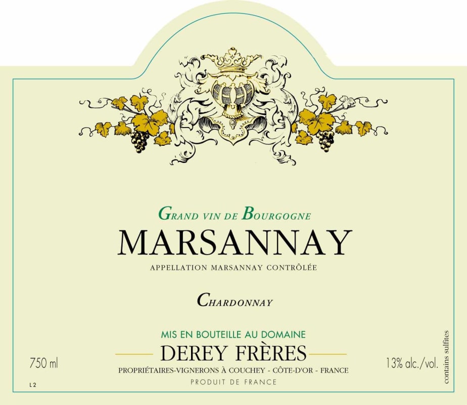 Domain Derey Brothers Marsannay Blanc 2013 Front Label