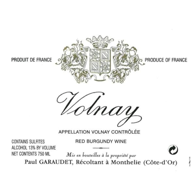 Domain Paul Garaudet Cote de Beaune Volnay 2012 Front Label