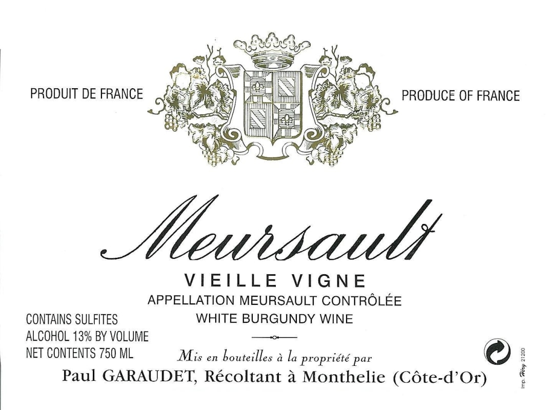 Domain Paul Garaudet Meursault Vieilles Vignes 2012 Front Label