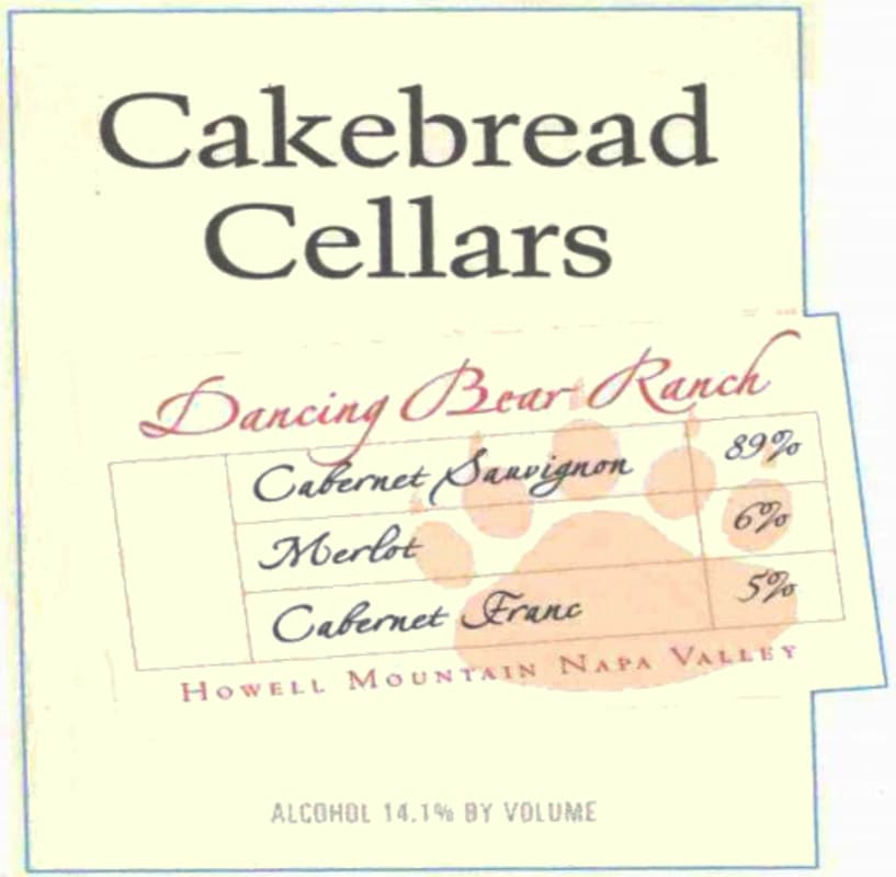 Cakebread Dancing Bear Ranch Red 2012 Front Label
