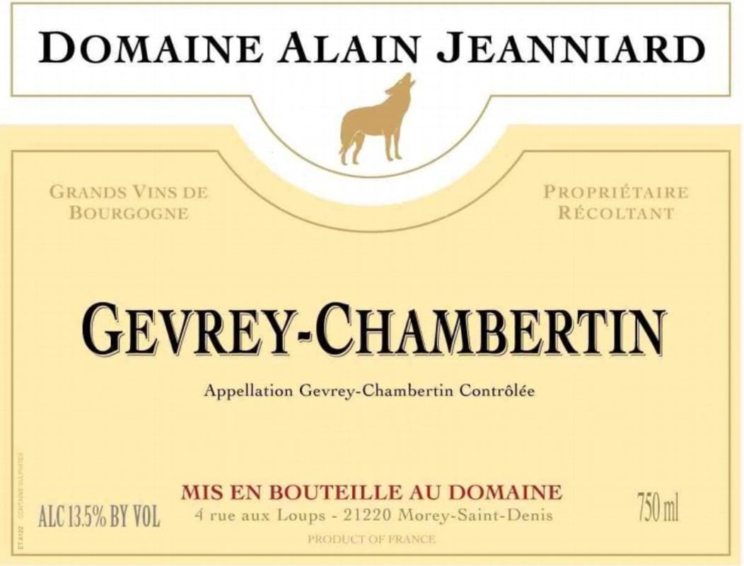 Domaine Alain Jeanniard Gevrey-Chambertin 2013 Front Label