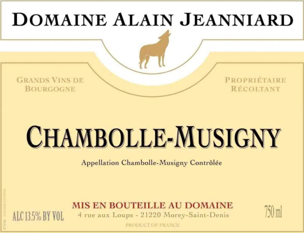 Domaine Alain Jeanniard Chambolle-Musigny 2014 Front Label