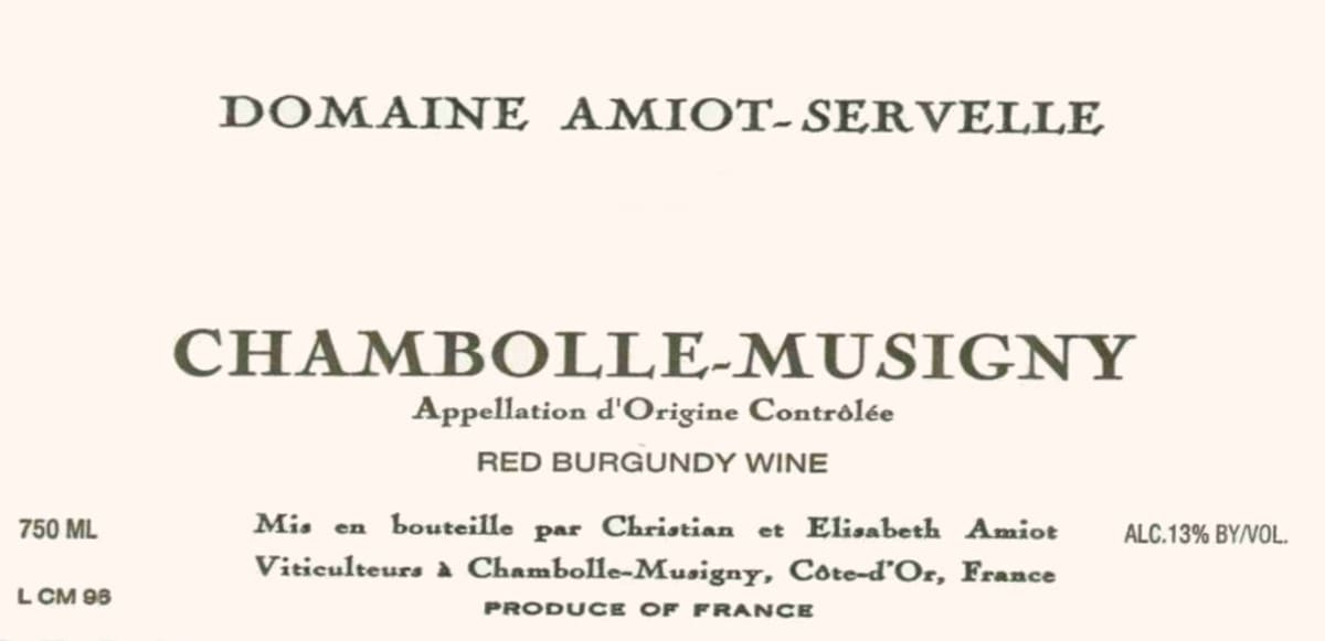 Domaine Amiot-Servelle Chambolle-Musigny 2005 Front Label