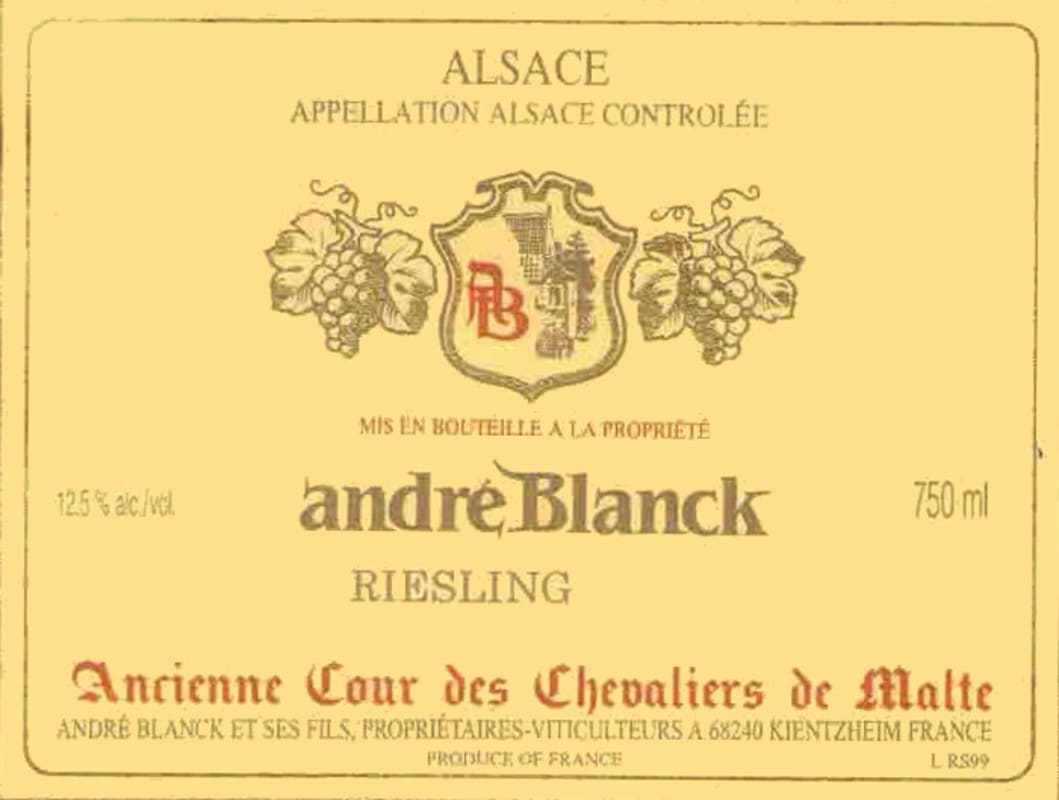 Domaine Andre Blanck & Fils Alsace Riesling 2013 Front Label