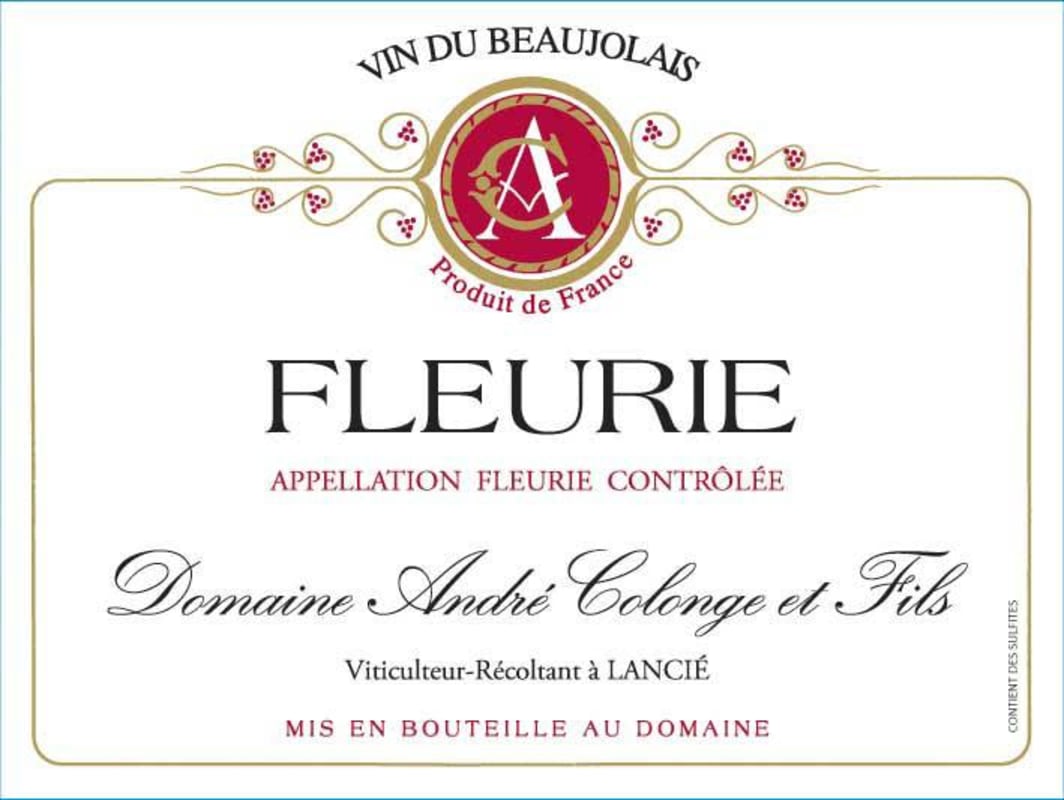Domaine Andre Colonge et Fils Fleurie 2012 Front Label