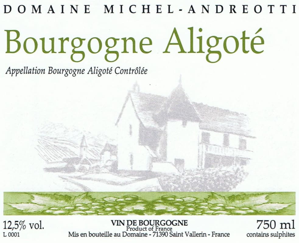 Domaine Andreotti Bourgogne Aligote 2009 Front Label
