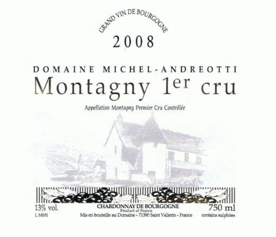 Domaine Andreotti Montagny Premier Cru 2008 Front Label