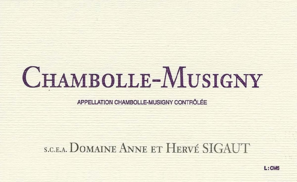 Domaine Sigaut Chambolle-Musigny 2010 Front Label