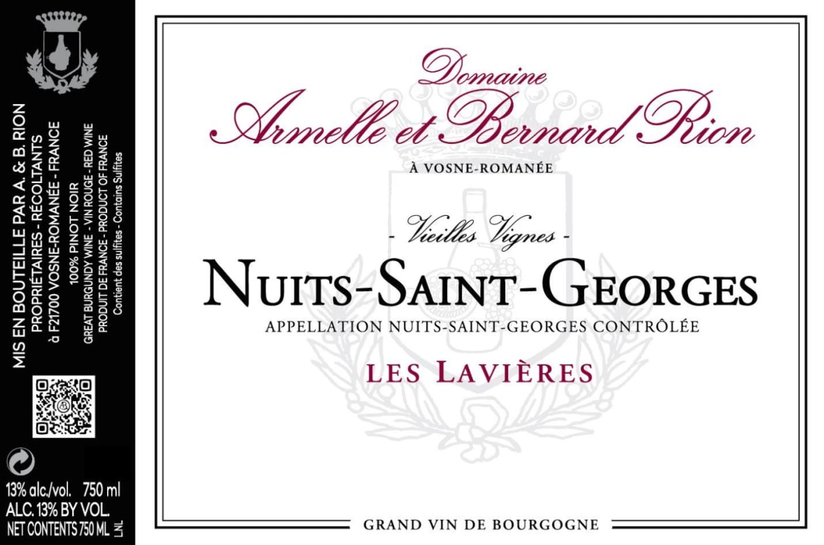 Domaine Armelle et Bernard Rion Nuits-Saint-Georges Les Lavieres Vieille Vigne 2003 Front Label