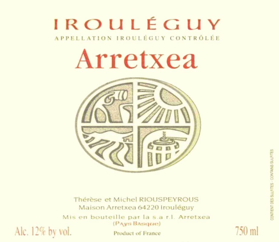 Domaine Arretxea Irouleguy 2012 Front Label