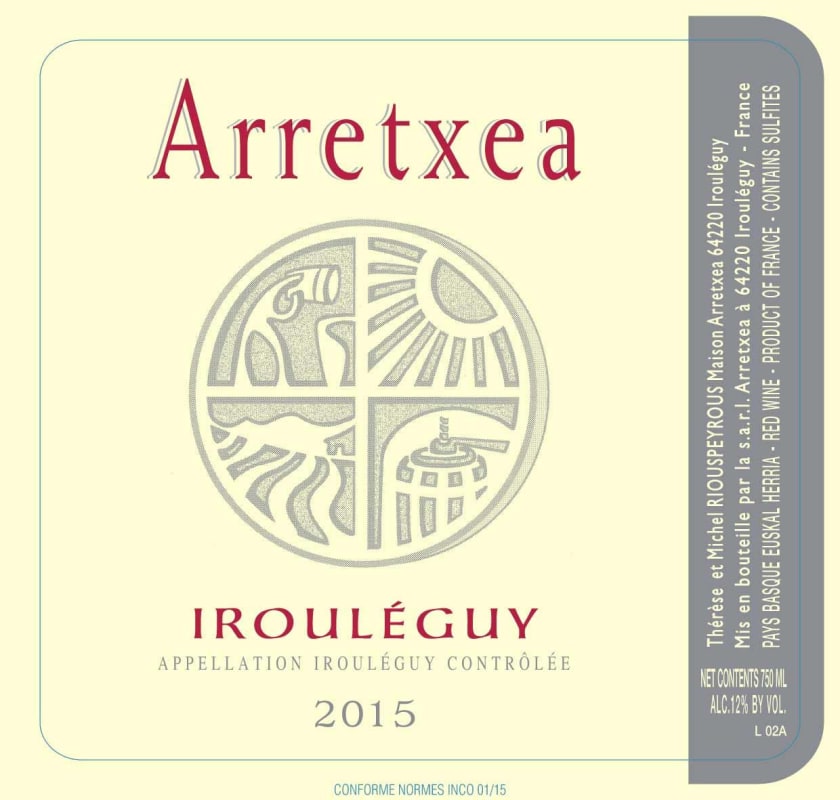 Domaine Arretxea Irouleguy 2015 Front Label