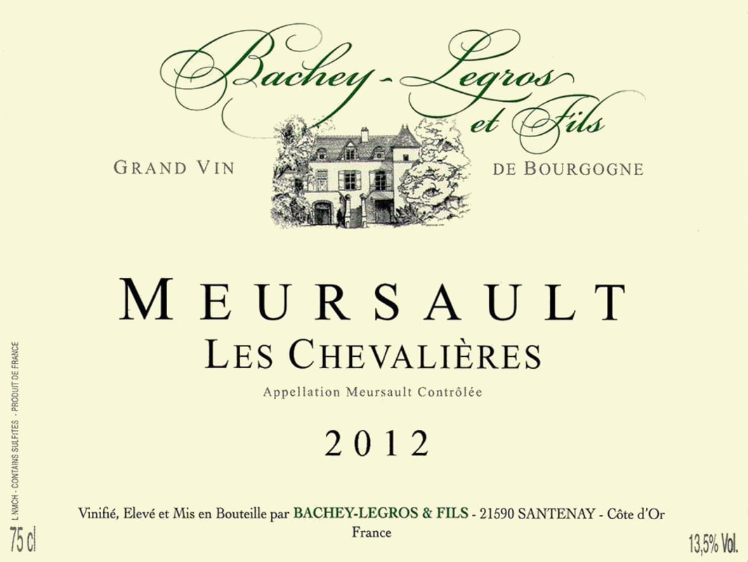Domaine Bachey-Legros Meursault Les Chevalieres 2012 Front Label