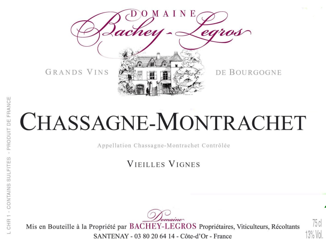 Domaine Bachey-Legros Chassagne-Montrachet Vieilles Vignes Rouge 2008 Front Label