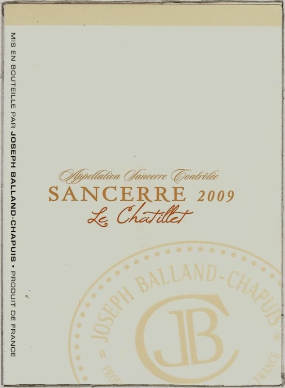 Domaine Balland Chapuis Sancerre Le Chatillet 2009 Front Label