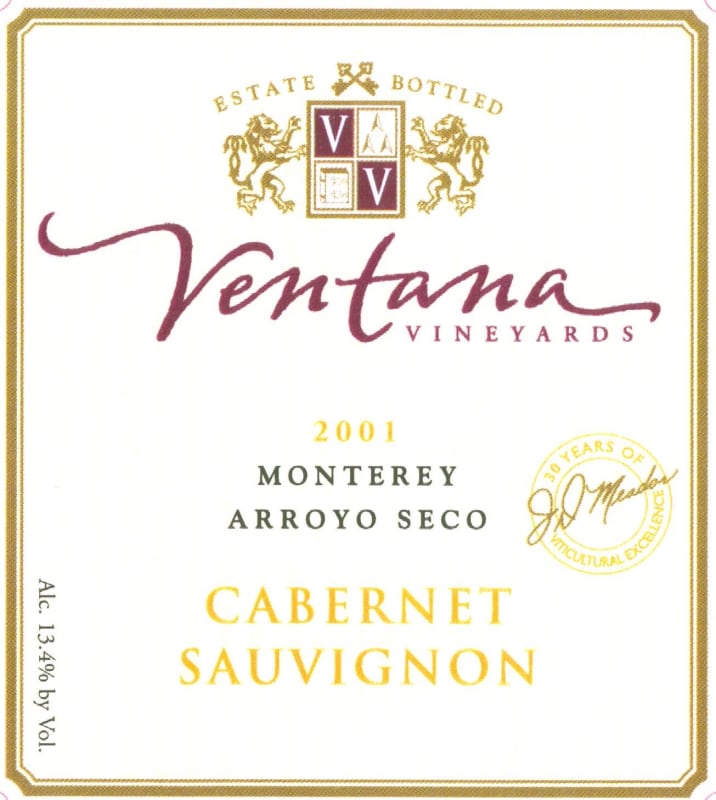 Ventana Cabernet Sauvignon 2001 Front Label