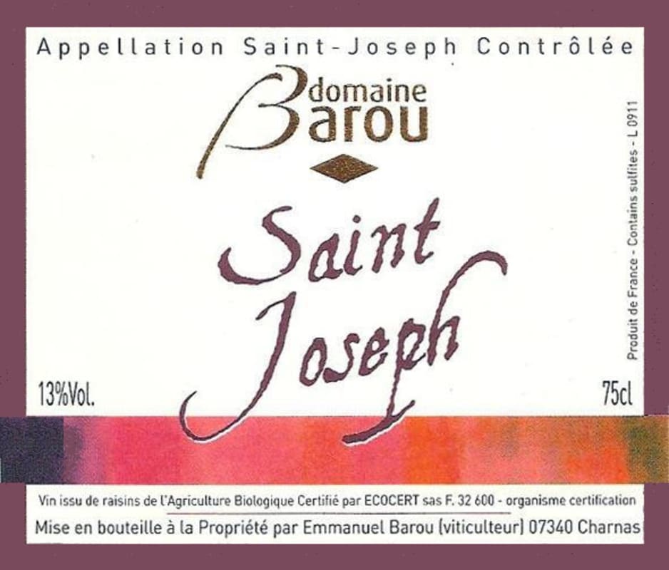 Domaine Barou Saint-Joseph 2014 Front Label