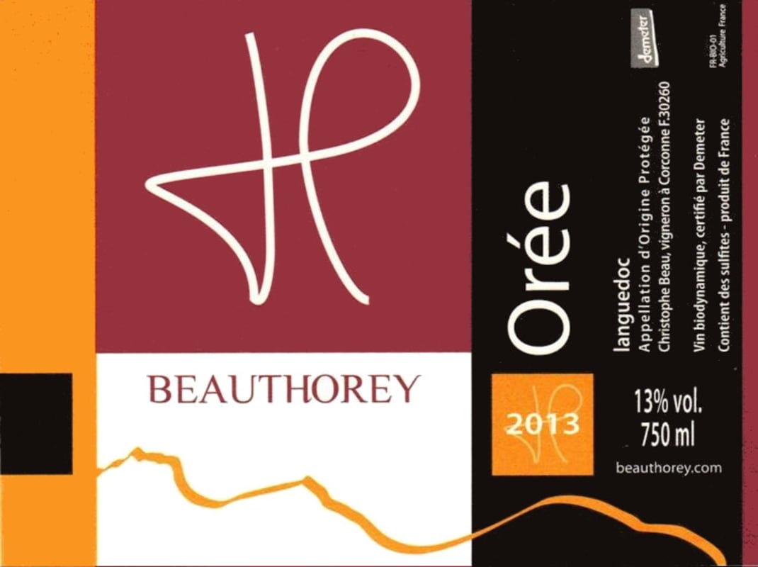Domaine Beauthorey Coteaux du Languedoc Oree Blanc 2013 Front Label