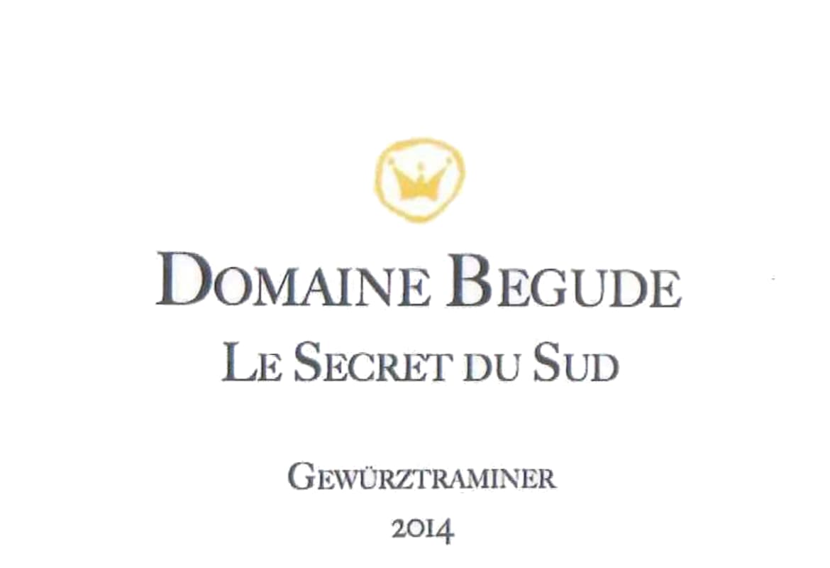 Chateau St. Thomas Le Secret du Sud Gewurztraminer 2014 Front Label