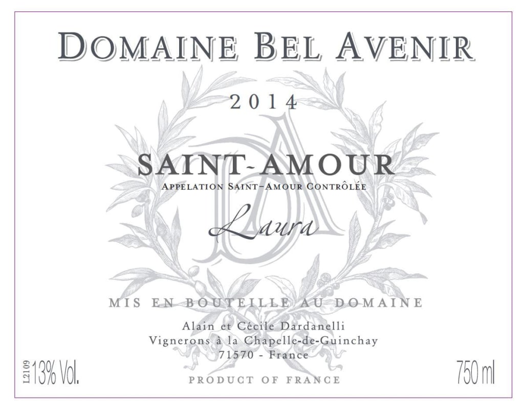 Domaine Bel Avenir Saint-Amour Laura 2014 Front Label