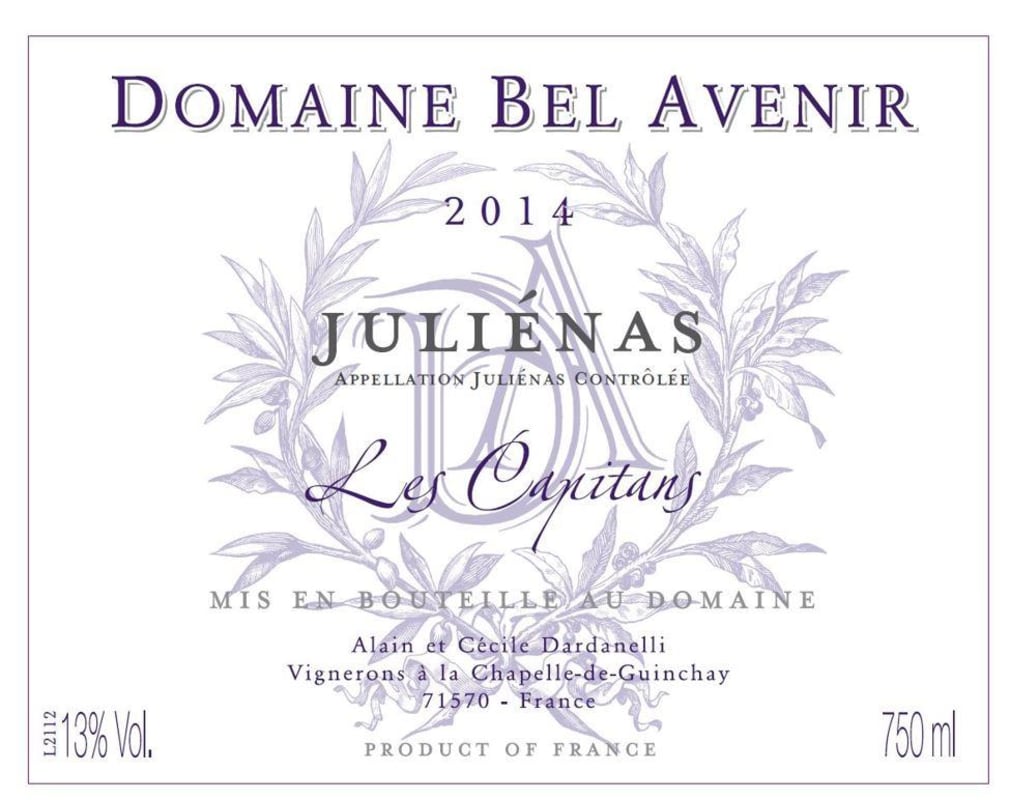 Domaine Bel Avenir Julienas Les Capitans 2014 Front Label