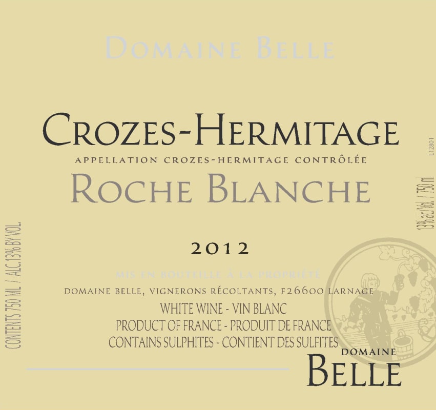 Domaine Belle Crozes-Hermitage Roche Blanche 2012 Front Label