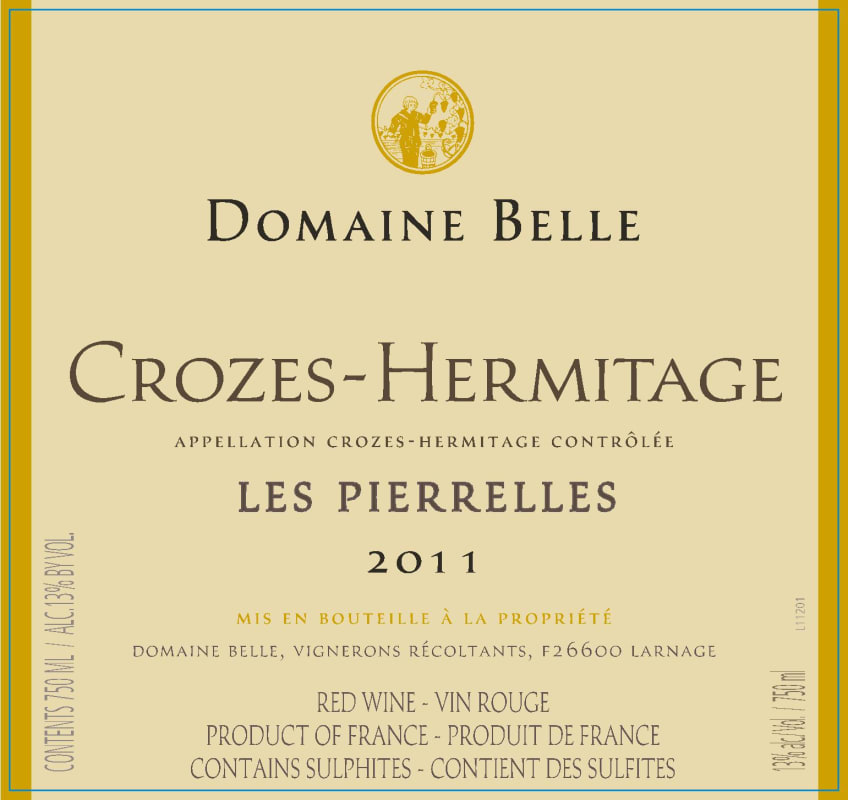 Domaine Belle Crozes-Hermitage Les Pierrelles 2011 Front Label