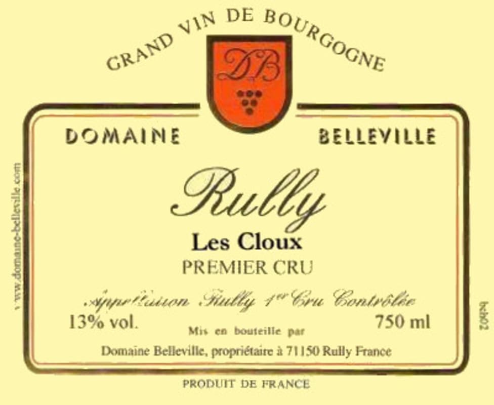 Domaine Belleville Rully Les Cloux Premier Cru 2007 Front Label
