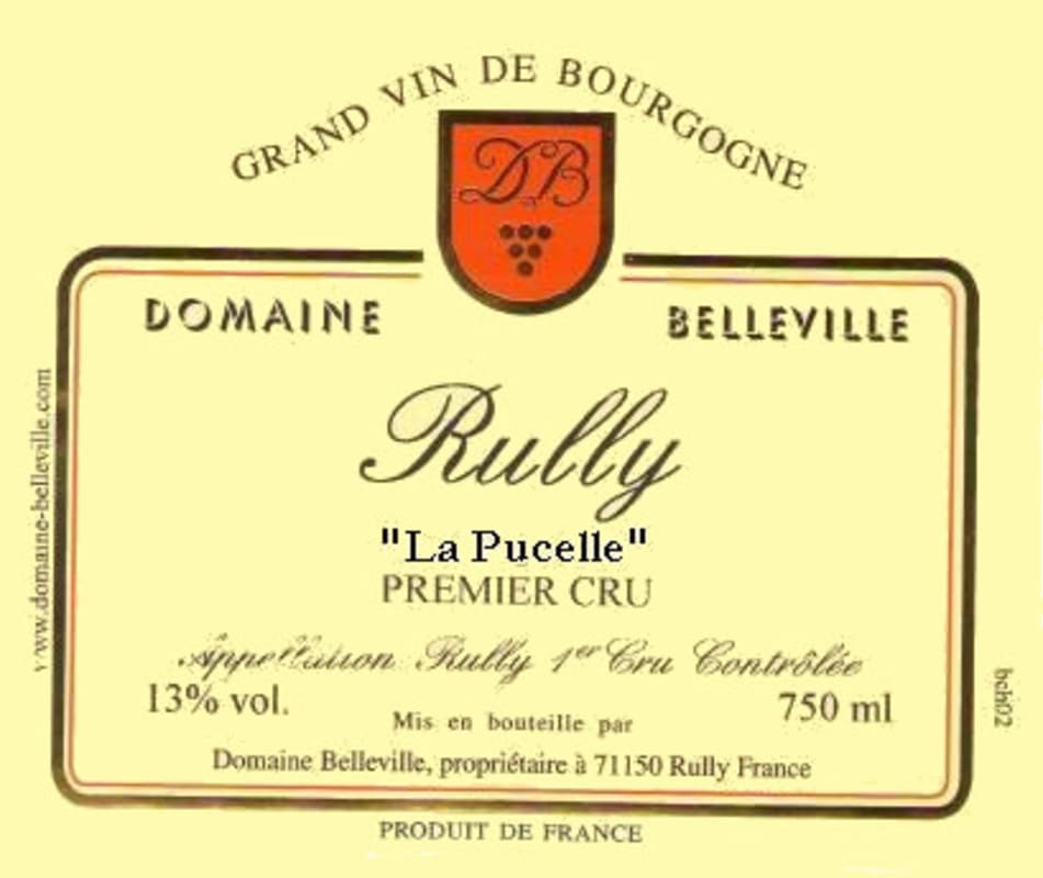 Domaine Belleville Rully La Pucelle Premier Cru 2013 Front Label
