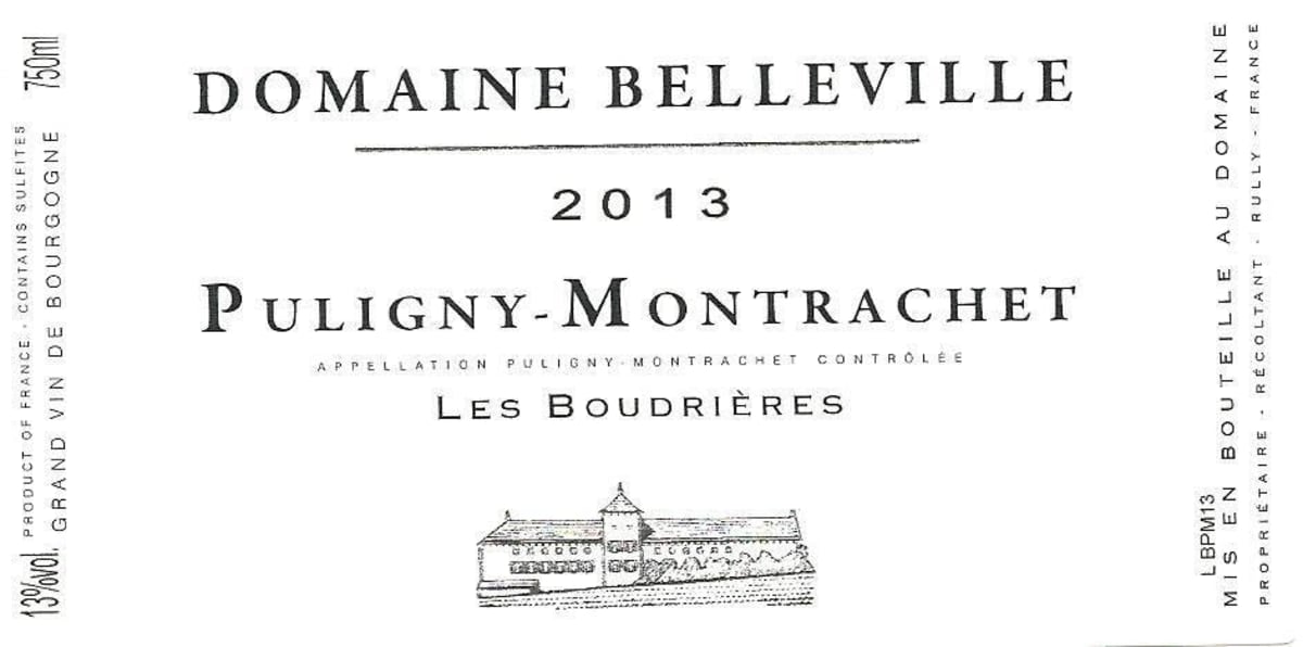 Domaine Belleville Puligny-Montrachet Les Boudrieres 2013 Front Label