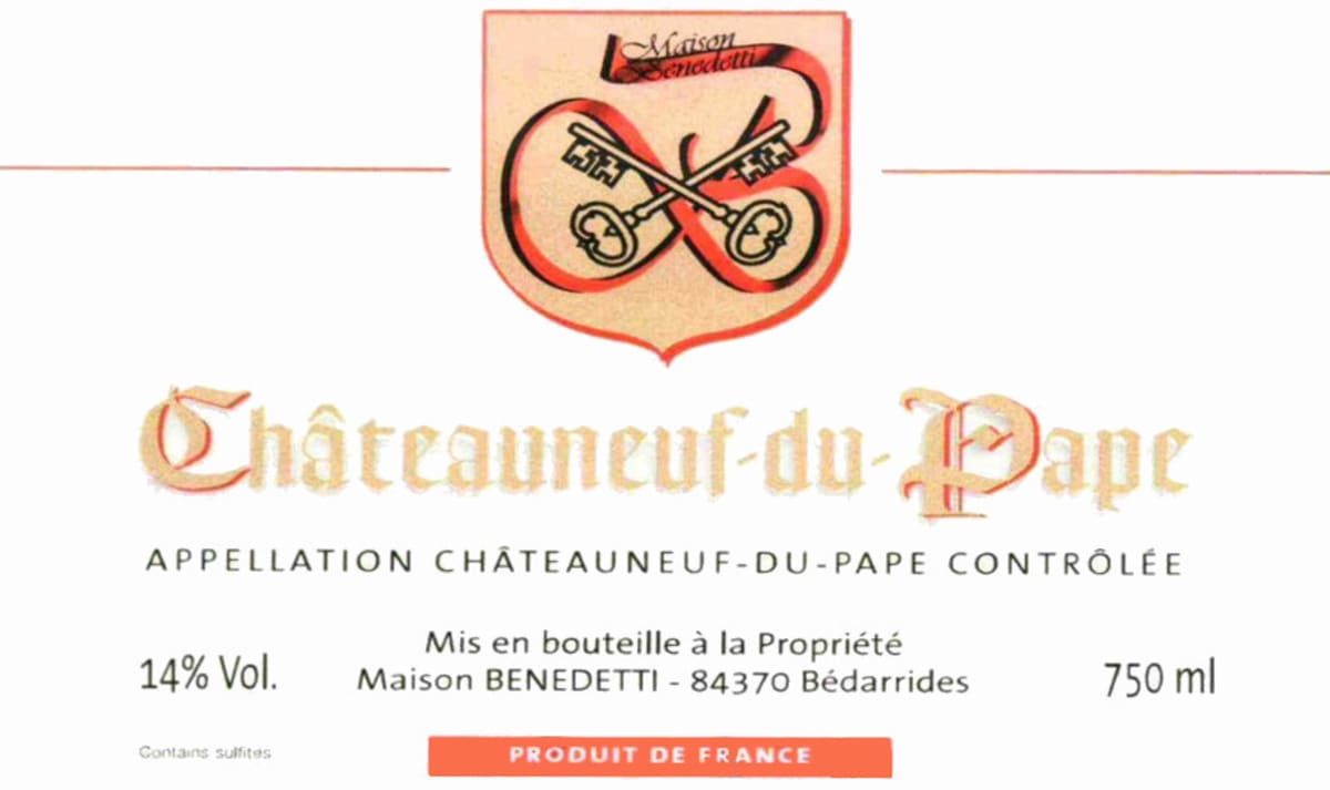 Domaine Benedetti Chateauneuf-du-Pape 2012 Front Label