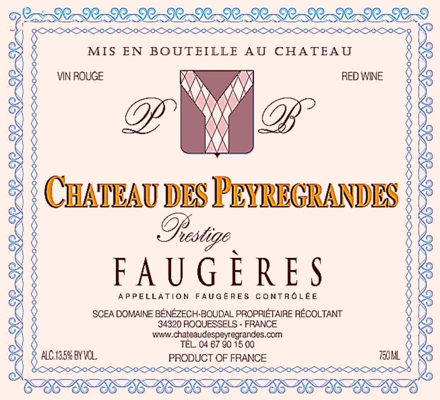 Domaine Benezech-Boudal Faugeres Prestige 2002 Front Label