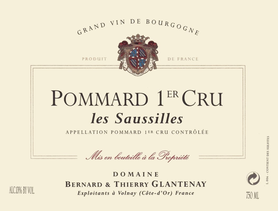 Domaine Bernard & Thierry Glantenay Pommard Les Saussilles Premier Cru 2011 Front Label