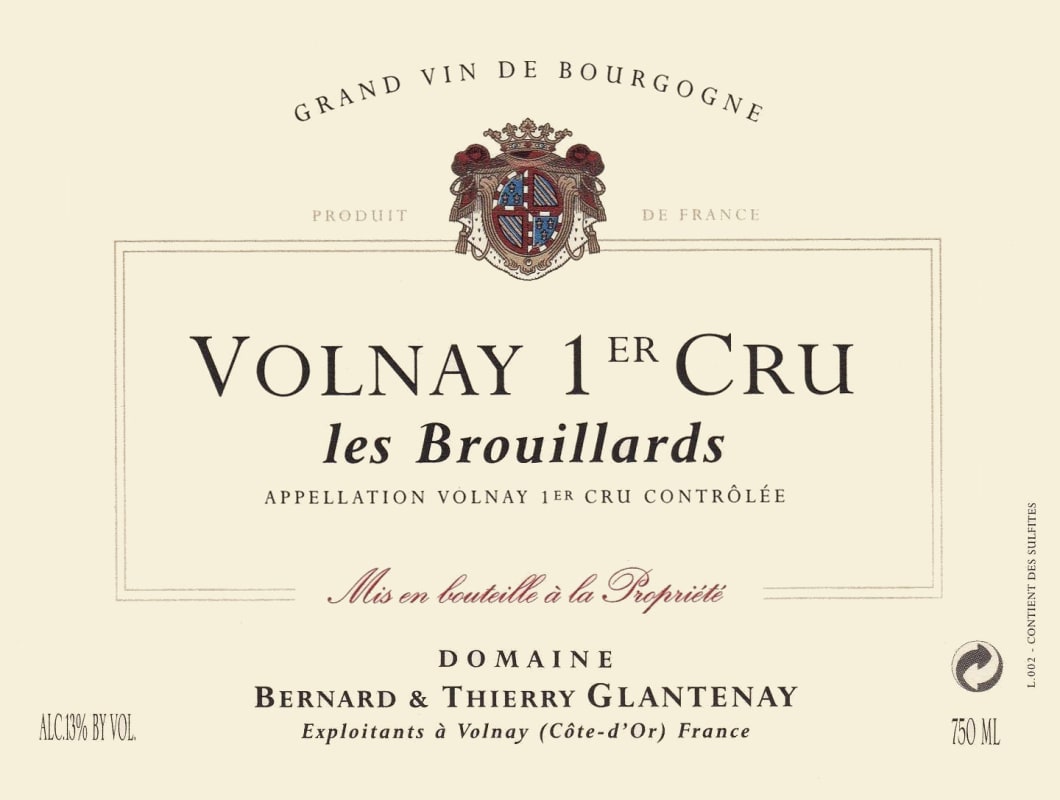 Domaine Bernard & Thierry Glantenay Volnay Les Brouillards Premier Cru 2011 Front Label