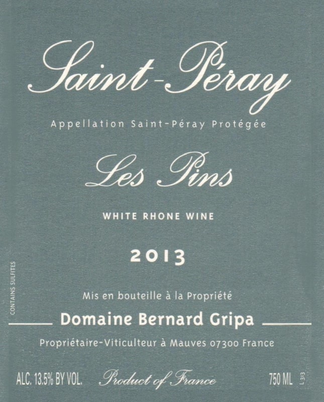 Domaine Bernard Gripa Saint-Peray Les Pins 2013 Front Label
