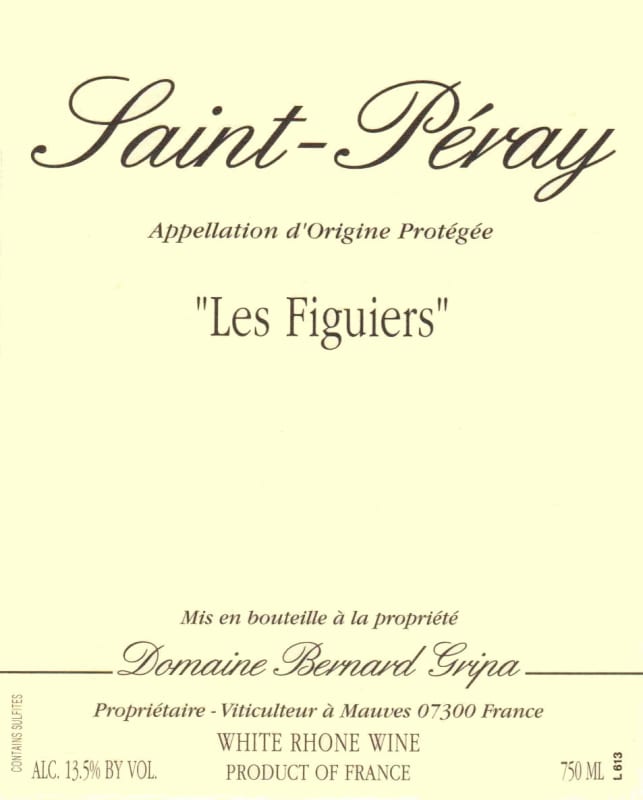 Domaine Bernard Gripa Saint-Peray Les Figuiers 2014 Front Label