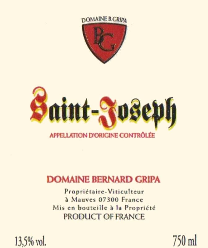 Domaine Bernard Gripa Saint-Joseph 2011 Front Label