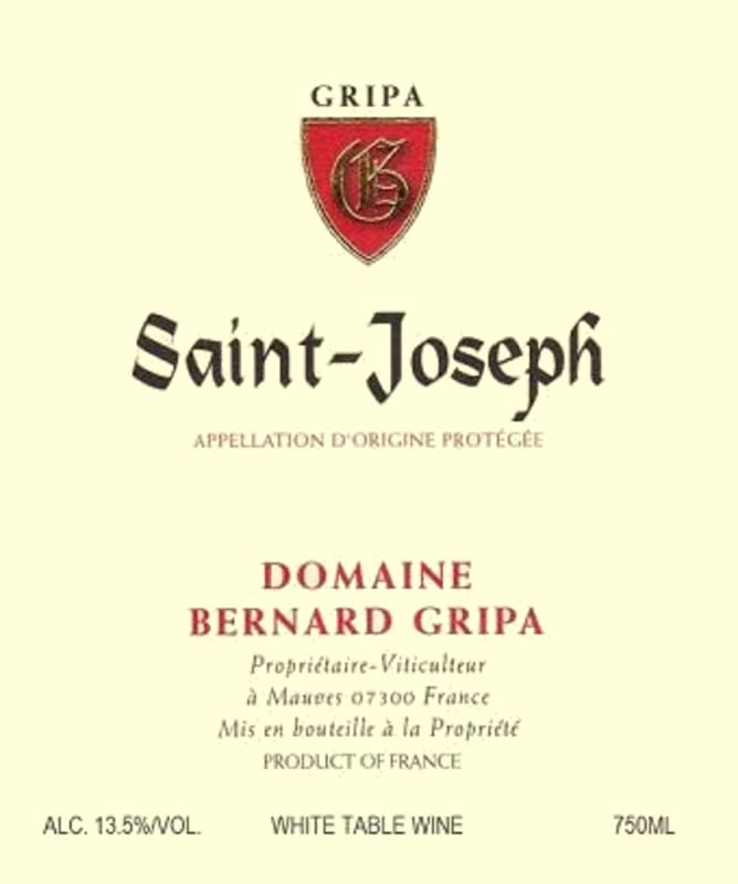 Domaine Bernard Gripa Saint-Joseph Blanc 2013 Front Label