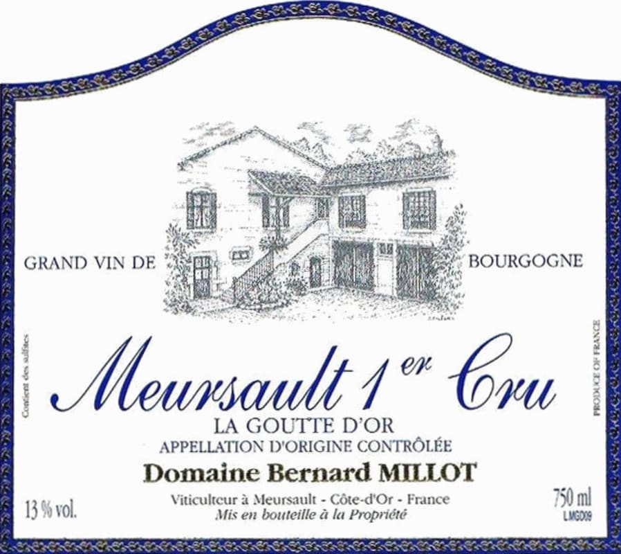 Domaine Bernard Millot Meursault La Goutte d'Or Premier Cru 2013 Front Label