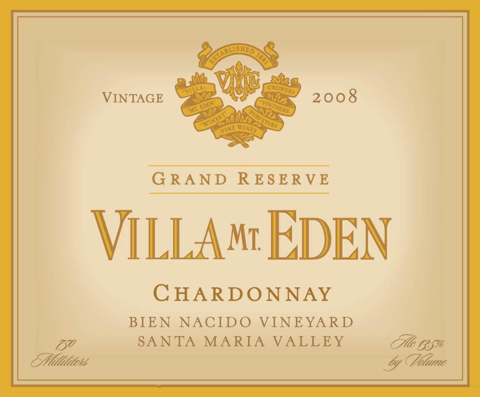 Villa Mt. Eden Grand Reserve Chardonnay 2008 Front Label