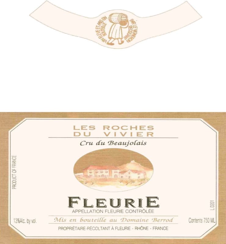 Domaine Berrod Fleurie Les Roches du Vivier 2002 Front Label