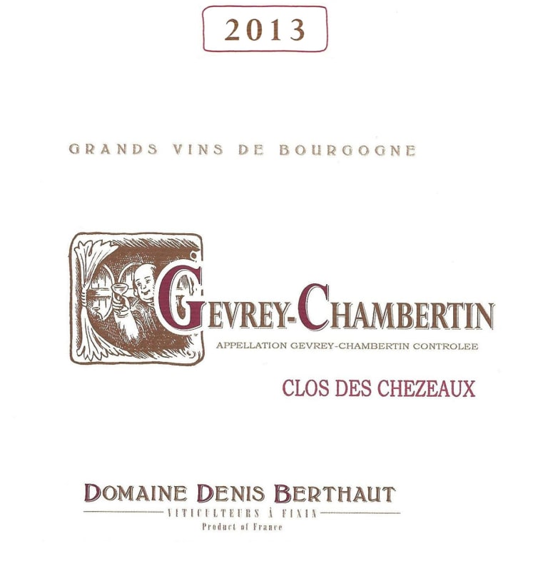 Berthaut-Gerbet Gevrey-Chambertin Clos des Chezeaux 2013 Front Label