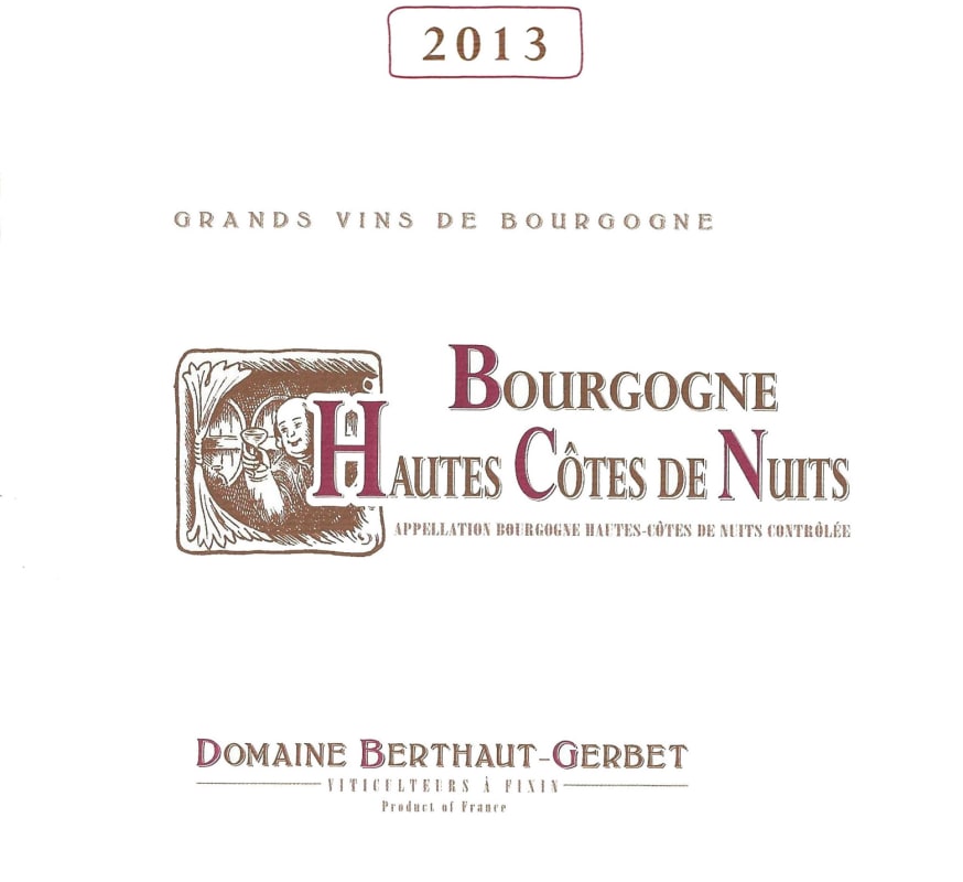 Berthaut-Gerbet Bourgogne Hautes Cotes de Nuits 2013 Front Label