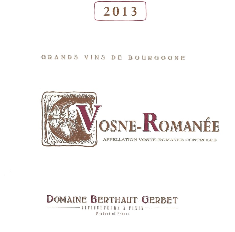 Berthaut-Gerbet Vosne-Romanee 2013 Front Label