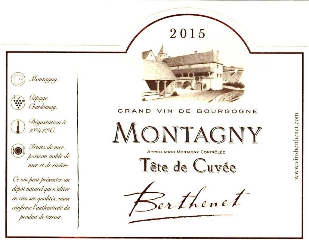 Domaine Berthenet Montagny Tete de Cuvee 2015 Front Label